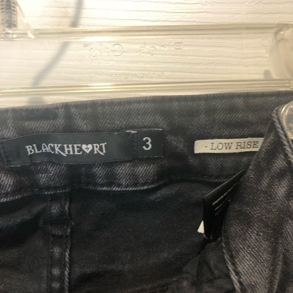 Black Heart black low rise shorts with silver stars, size 3 - Picture 7 of 9
